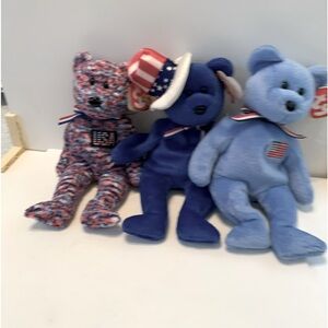 Patriotic TY Beanies, USA, America and Uncle Sam 2000, 2001, 2003